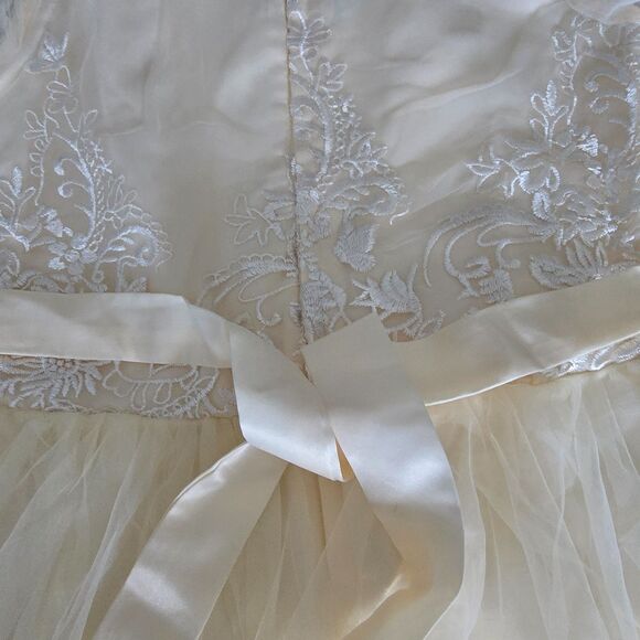 IDOPIP Girls Ivory Embroidered Tulle Dress Size 170 XXS Polyester/Viscose Floral - Picture 9 of 15